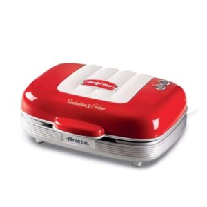 Sanduicheira Ariete 1972 Party Time 3 em 1 Retrô 700W Vermelha
